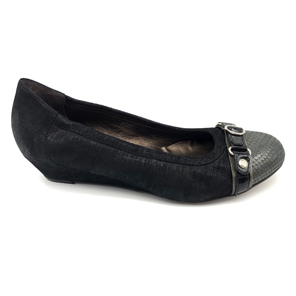 AGL Cap Toe Wedge Shoe Buckle Leather Snakeskin - Picture 4 of 10